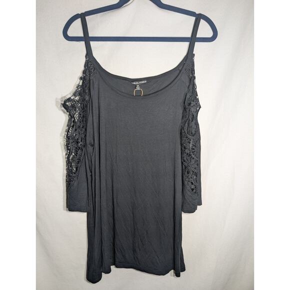 Moral Fiber Womens Knit Crochet Trim Cold Shoulder Top Blouse Sz 3X Black - Picture 1 of 7